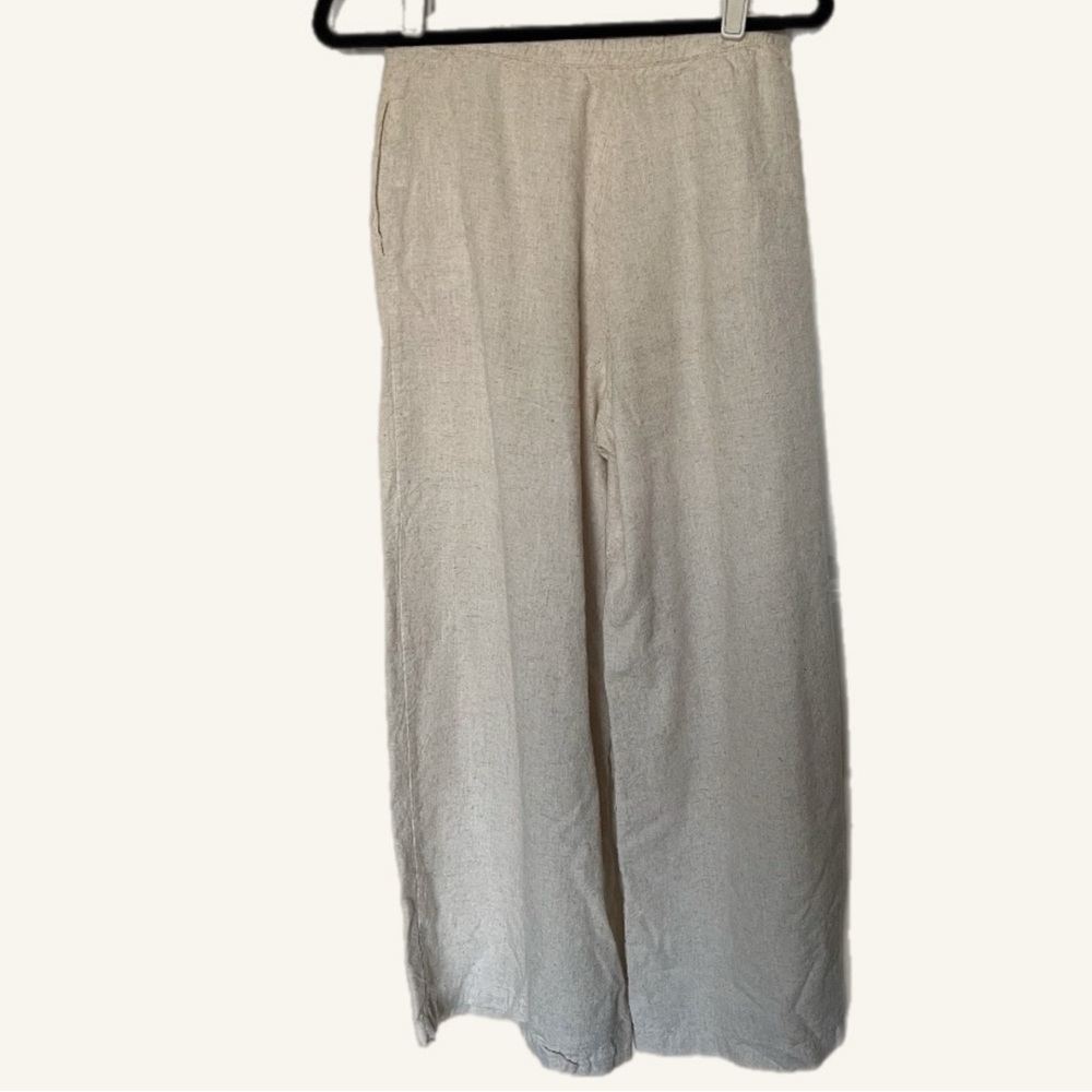 Aakaa Cream Womens Wide-Leg Pants Size Large